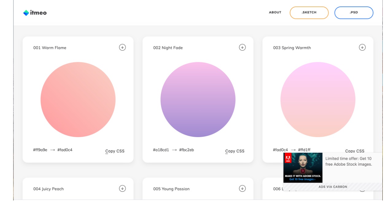 サイト名webgradients