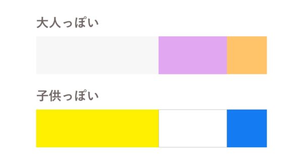 大人っぽい配色、子供っぽい配色